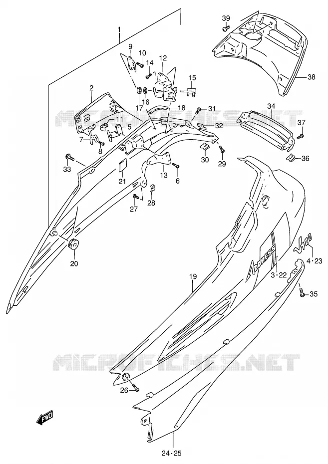 ACHTER KUIP  (MODELE M) Suzuki SCOOTER 100 ADDRESS 2000  AG100Y(E71)