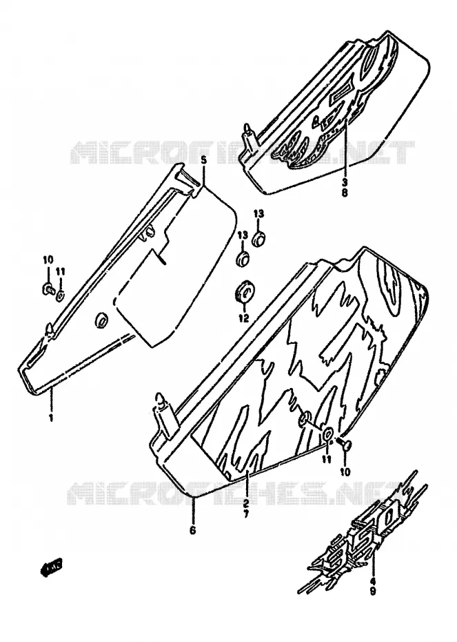 ACHTER KUIP  (MODELE N/P/R) Suzuki MOTO 350 DR 1992  DR350SHN(L/M/N/P/R)
