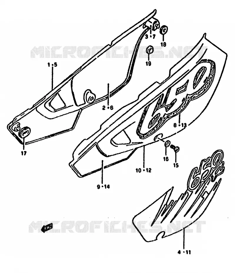 ACHTER KUIP  (MODELE N/P) Suzuki MOTO 650 DR 1992  DR650RUN(N/P/R)
