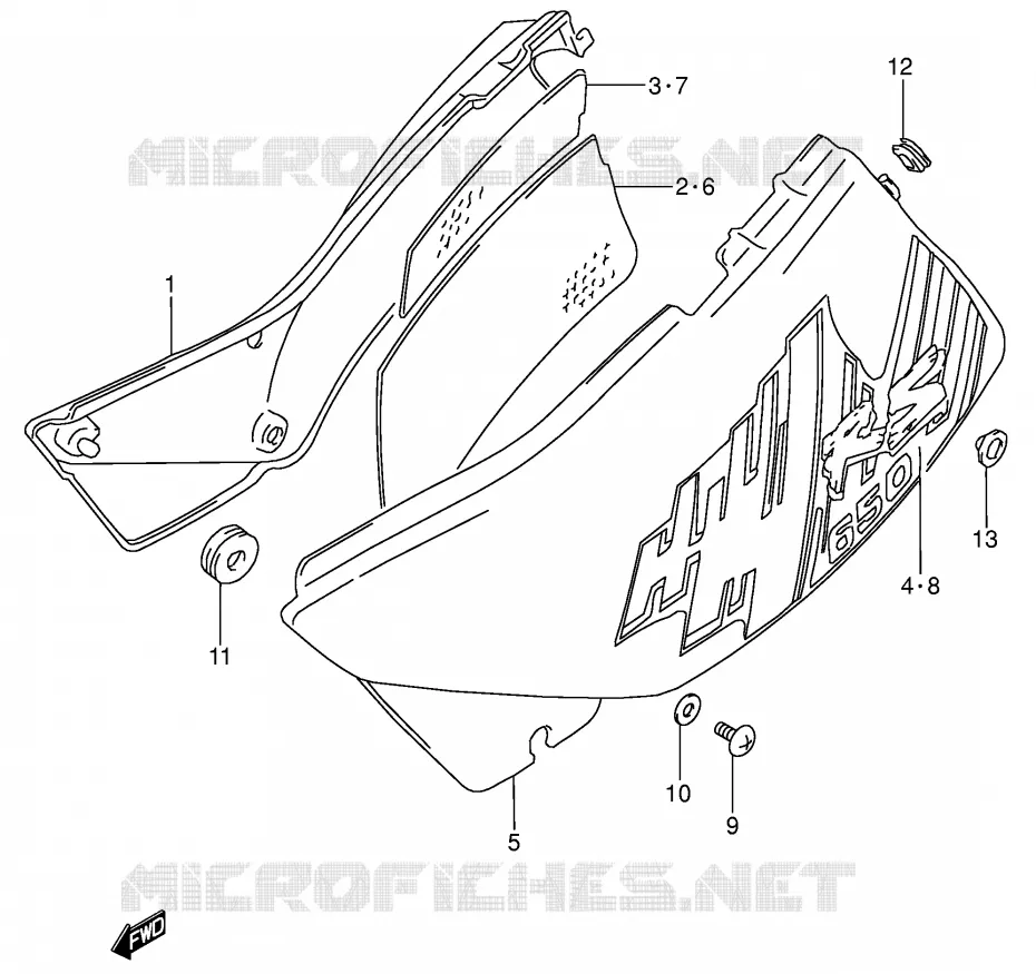 ACHTER KUIP  (MODELE P) Suzuki MOTO 650 DR 1992  DR650RSEN(E4)