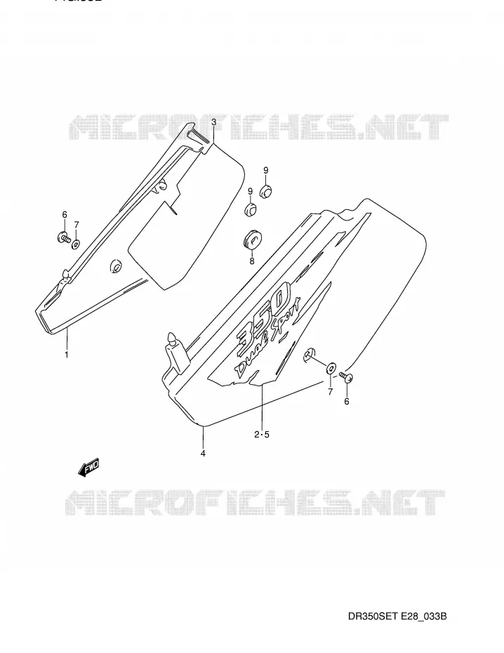 ACHTER KUIP  (MODELE T) Suzuki MOTO 350 DR 1994  DR350SER(E28)