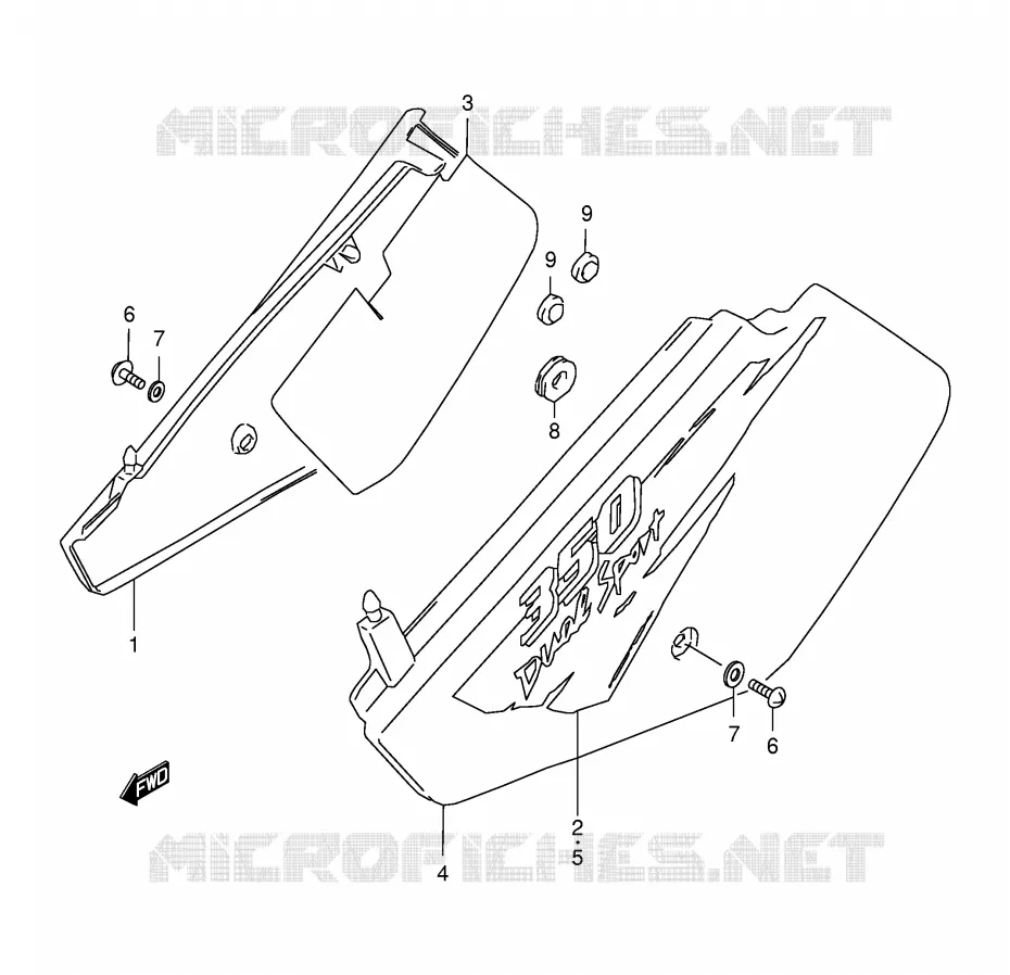 ACHTER KUIP  (MODELE T) Suzuki MOTO 350 DR 1998  DR350SEW(E2)