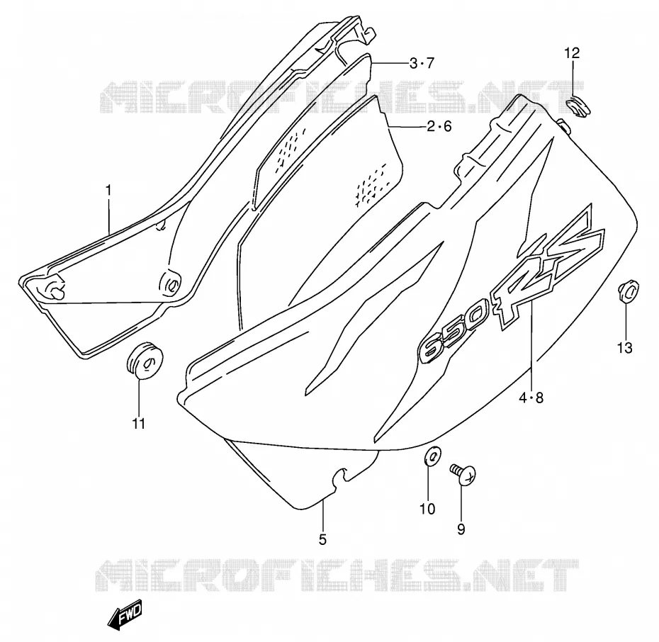 ACHTER KUIP  (MODELE T) Suzuki MOTO 650 DR 1993  DR650RSEP(E4)