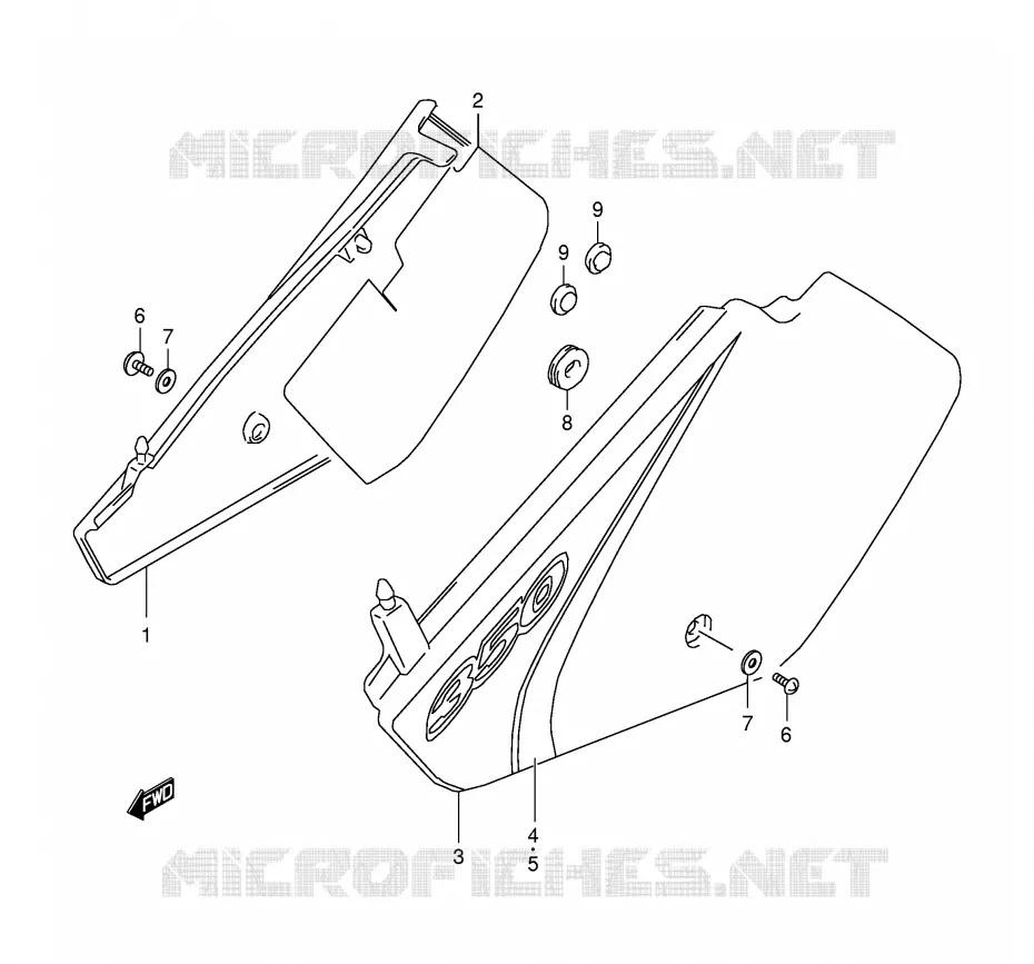 ACHTER KUIP  (MODELE X) Suzuki MOTO 350 DR 1997  DR350SEV(E2)