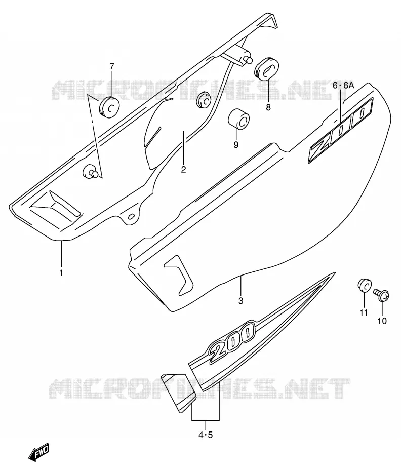ACHTER KUIP Suzuki MOTO 200 DR 2002  DR200SEK2(E3/E28)