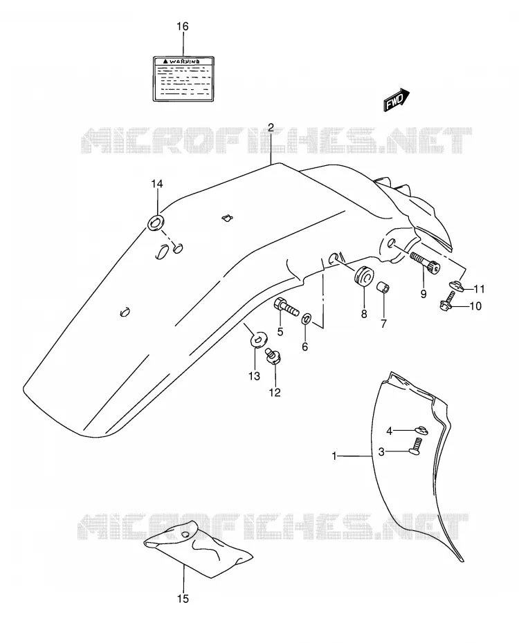 ACHTERSPATBORD - STICKERS (MODELE L/M/N/P) Suzuki MOTO 350 DR 1990  DR350L(E3)