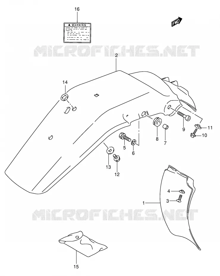 ACHTERSPATBORD - STICKERS (MODELE L/M/N/P) Suzuki MOTO 350 DR 1994  DR350R(E1)