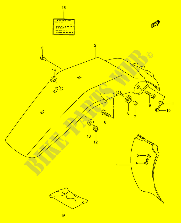 ACHTERSPATBORD   STICKERS (MODELE R/S/T) voor Suzuki DR 350 1992