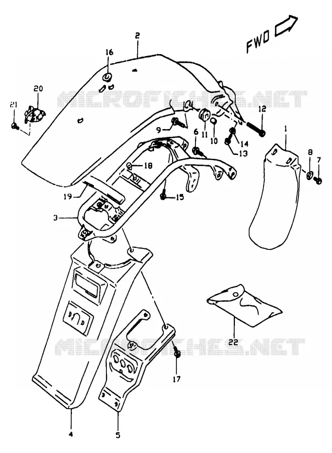 ACHTERSPATBORD (E24) Suzuki MOTO 350 DR 1998  DR350W(V/W/X)