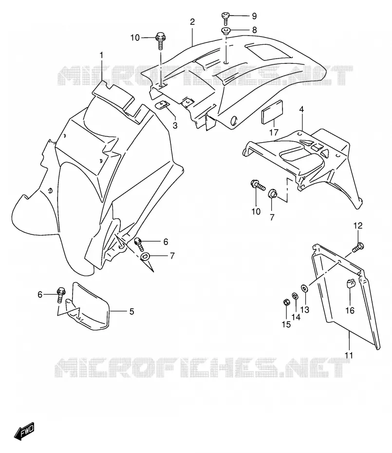 ACHTERSPATBORD (MODELE K1/K2/K3) Suzuki MOTO 650 DR 2003  DR650SEK3(E4)