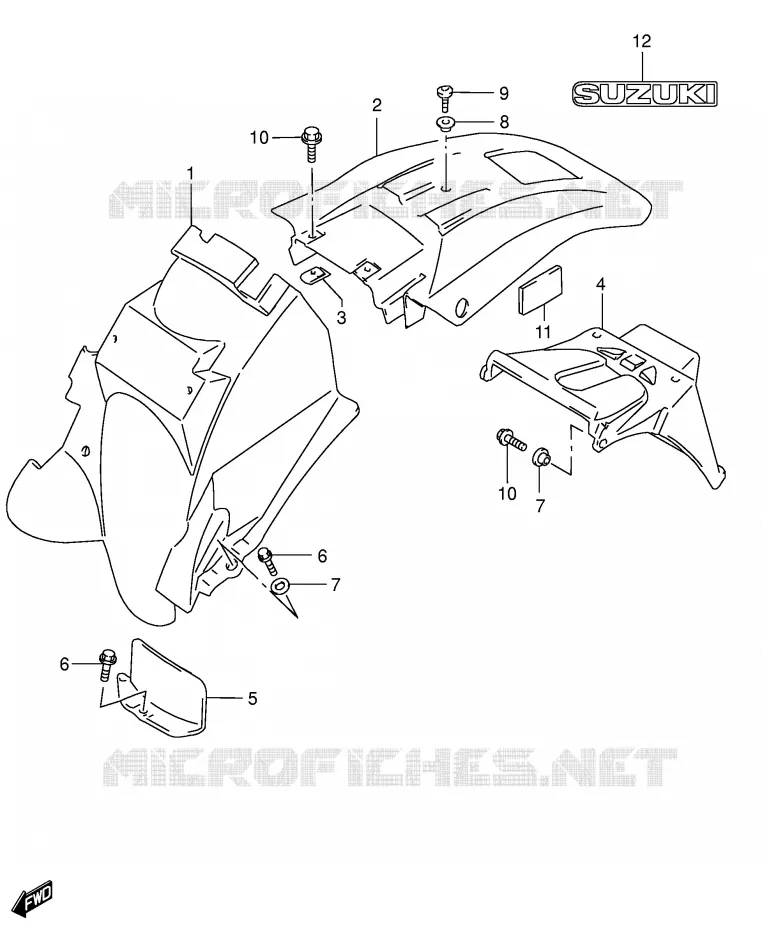 ACHTERSPATBORD (MODELE K4/K5 E24) Suzuki MOTO 650 DR 2003  DR650SEK3(E4)