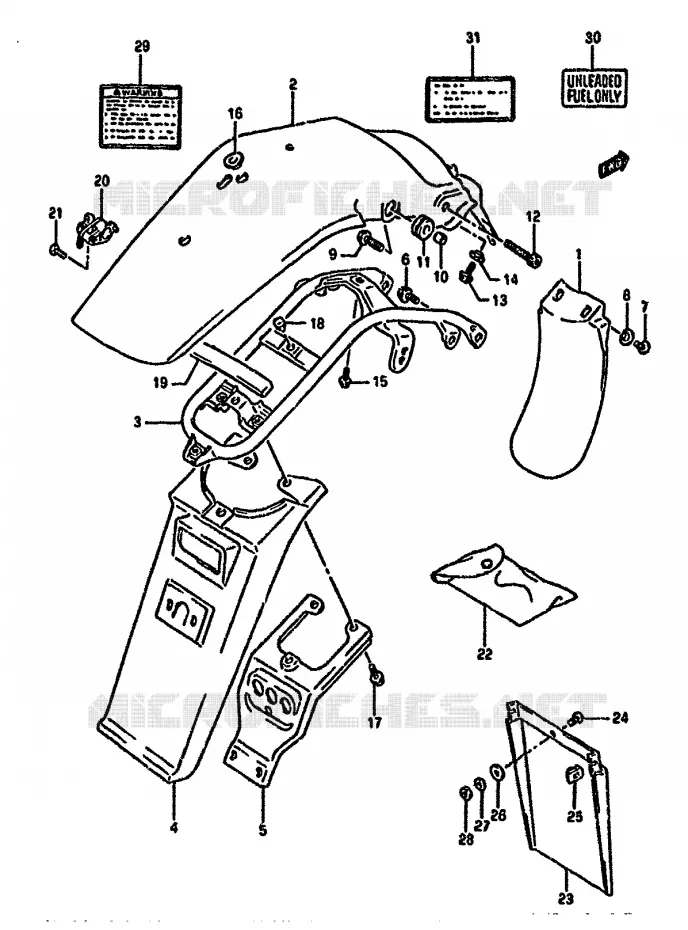 ACHTERSPATBORD (MODELE L/M/N/P) Suzuki MOTO 350 DR 1993  DR350SHP(L/M/N/P/R)