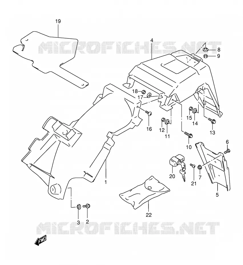 ACHTERSPATBORD (MODELE R/S/T/V/W) Suzuki MOTO 125 DR 1997  DR125SEUV(E4)