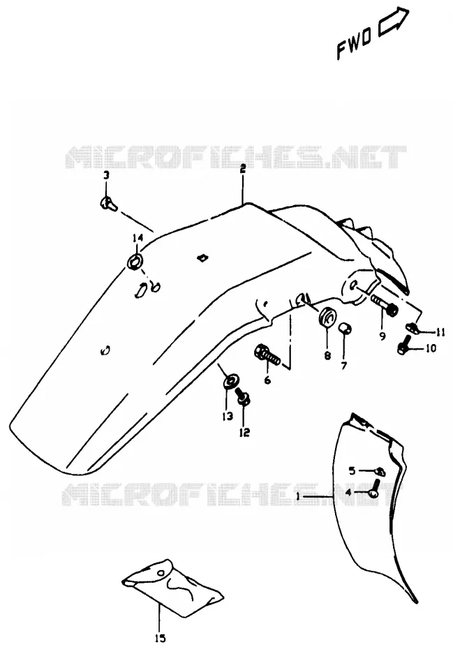ACHTERSPATBORD Suzuki MOTO 350 DR 1999  DR350X(V/W/X)