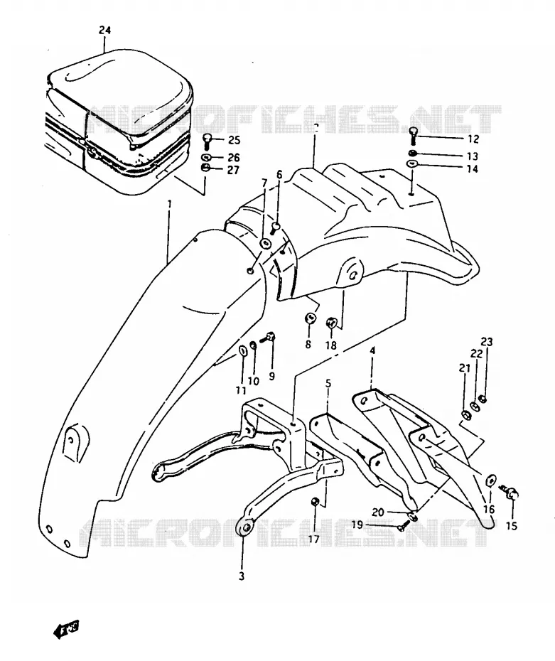 ACHTERSPATBORD Suzuki MOTO 500 DR 1987  DR500SH(G/H/J)