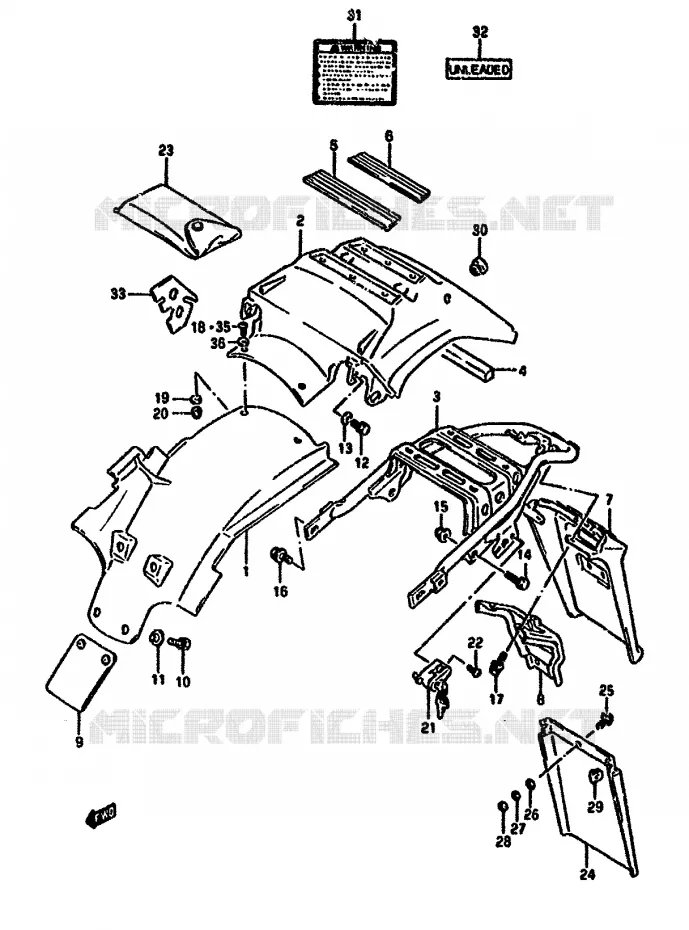 ACHTERSPATBORD Suzuki MOTO 650 DR 1992  DR650RN(N/P/R)