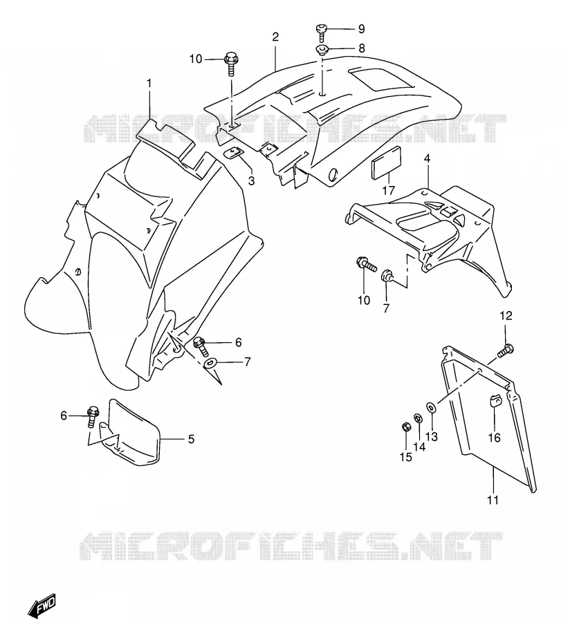 ACHTERSPATBORD Suzuki MOTO 650 DR 1998  DR650SEW(E4)