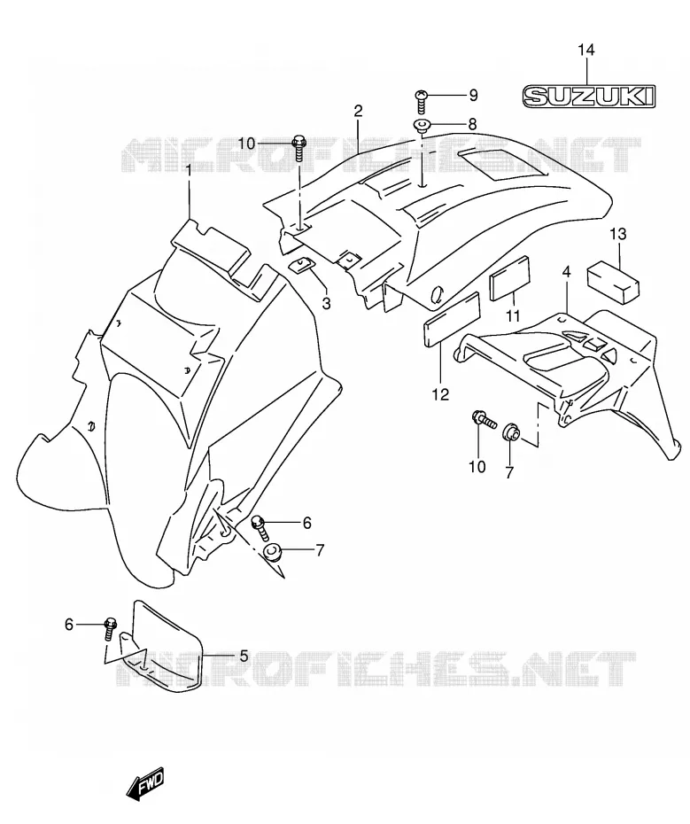 ACHTERSPATBORD Suzuki MOTO 650 DR 2004  DR650SEK4(E3/E28)