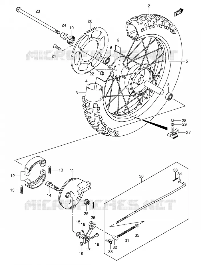 ACHTERWIEL (DR-Z125K3) Suzuki MOTO 125 DR-Z 2004  DR-Z125K4(E3/E28)