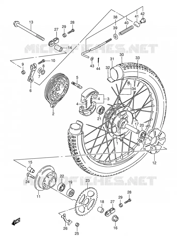 ACHTERWIEL (E71,E94,P9,P94) Suzuki MOTO 115 AP 1999  AX115X(E71)