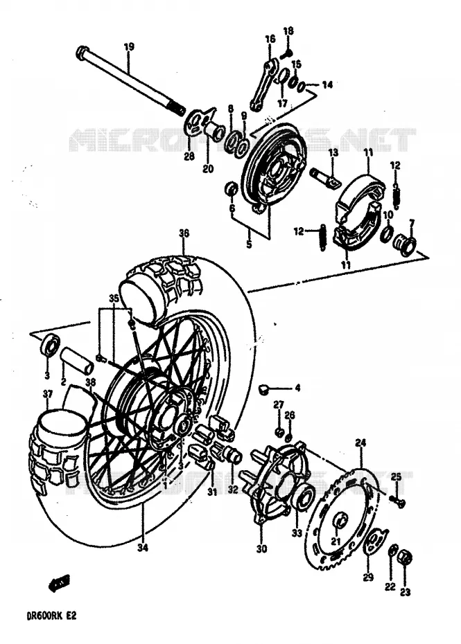 ACHTERWIEL (MODELE G/H/J) Suzuki MOTO 600 DR 1988  DR600RUJ(E2)
