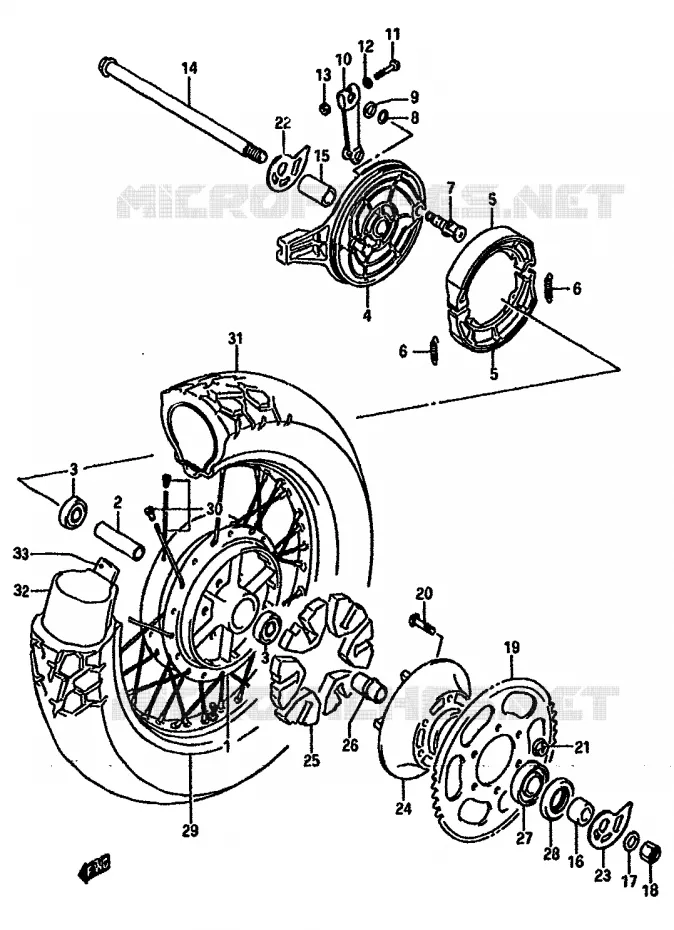 ACHTERWIEL (MODELE J) Suzuki MOTO 750 DR 1988  DR750SJ(J/K)