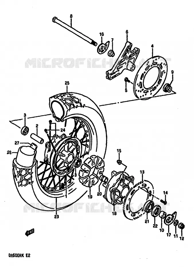 ACHTERWIEL (MODELE K) Suzuki MOTO 600 DR 1988  DR600RUJ(E2)