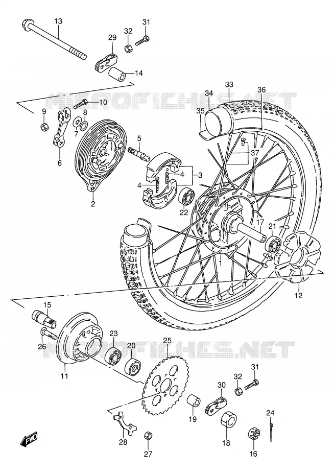 ACHTERWIEL (P36) Suzuki MOTO 100 AP 1997  AX100V(E94)