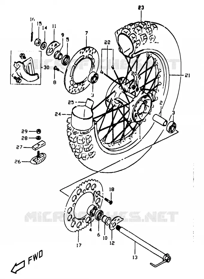 ACHTERWIEL Suzuki MOTO 350 DR 1997  DR350V(V/W/X)