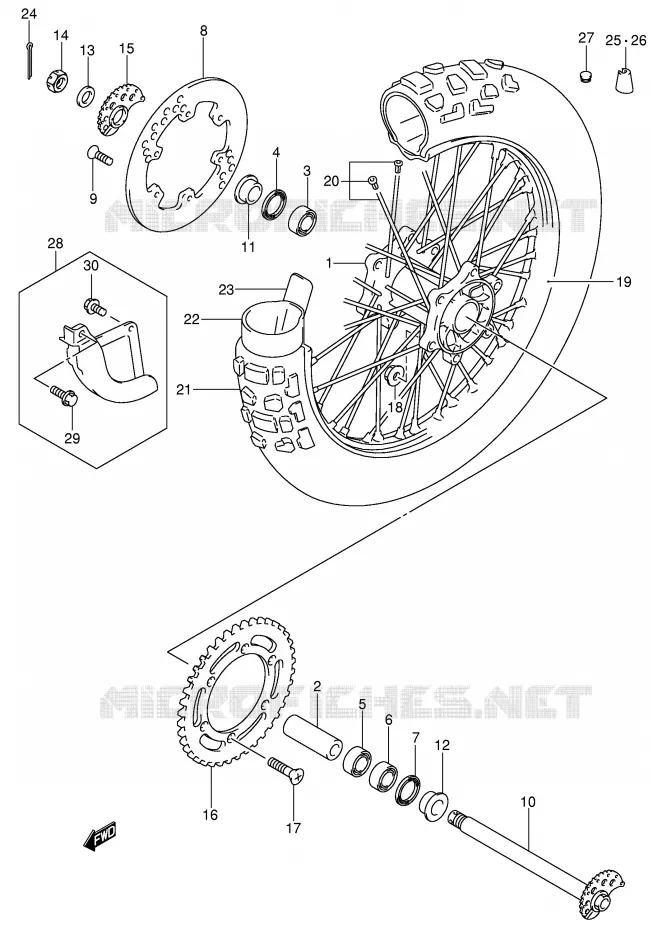 ACHTERWIEL Suzuki MOTO 400 DR-Z 2000  DR-Z400SY(E3/E28)