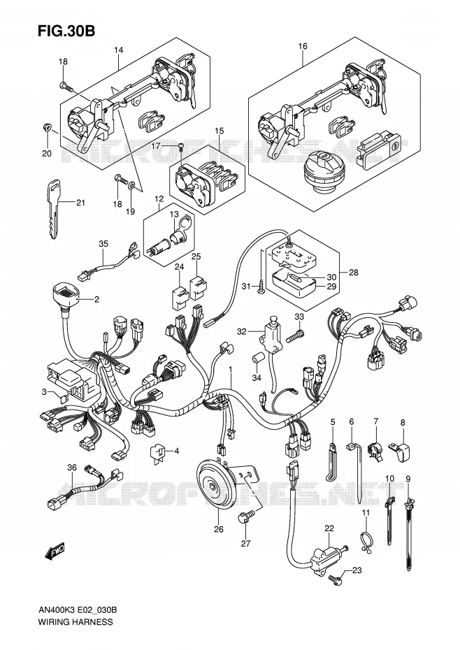 BEDRADING (AN400K5/K6 P37) Suzuki SCOOTER 400 BURGMAN 2003  AN400K3(E2)