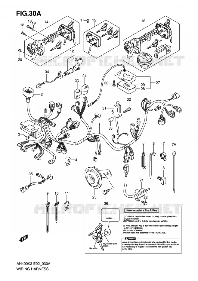 BEDRADING (MODELE K5/K6 IMOBI) Suzuki SCOOTER 400 BURGMAN 2006  AN400K6(E2)