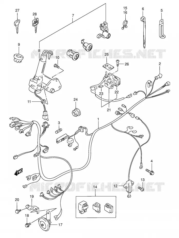 BEDRADING (MODELE Y) Suzuki SCOOTER 125 BURGMAN 1998  AN125W(E2)