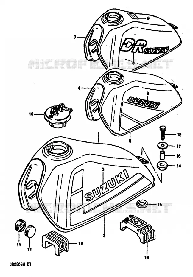 BENZINETANK (MODELE F/G/H) Suzuki MOTO 250 DR 1985  DR250SF(E/F/G/H)