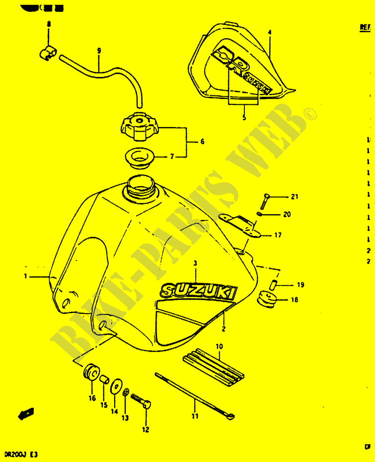 BENZINETANK (MODELE G/H) voor Suzuki DR 200 1988