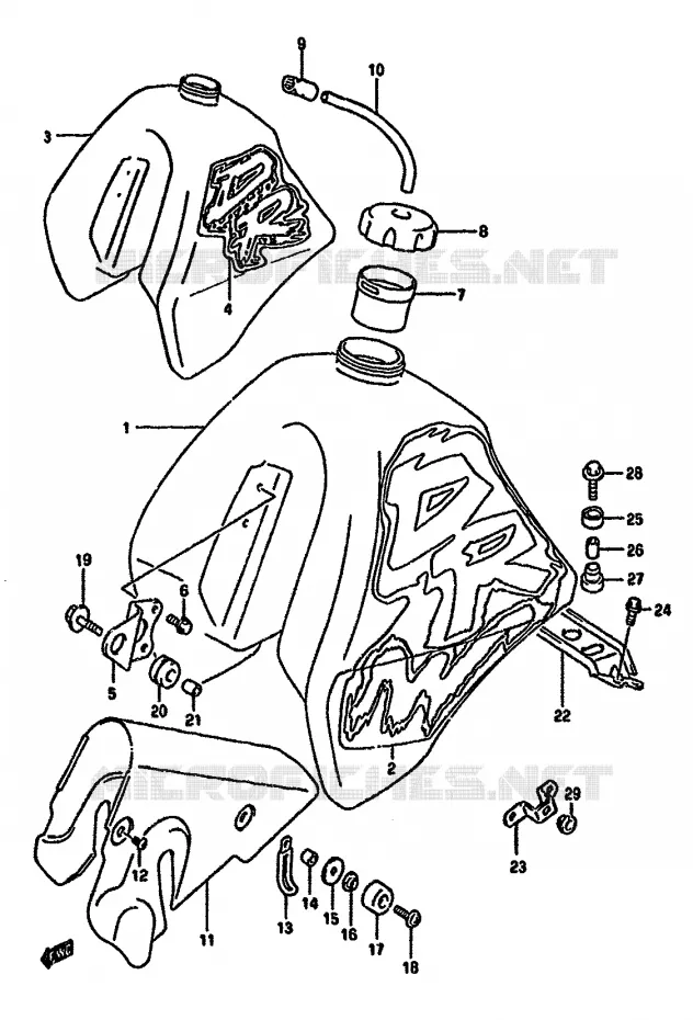 BENZINETANK (MODELE N/P E24) Suzuki MOTO 350 DR 1994  DR350SHR(L/M/N/P/R)