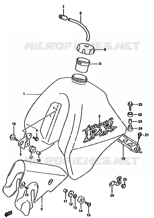 BENZINETANK (MODELE R E24) Suzuki MOTO 350 DR 1990  DR350SL(L/M/N/P/R)