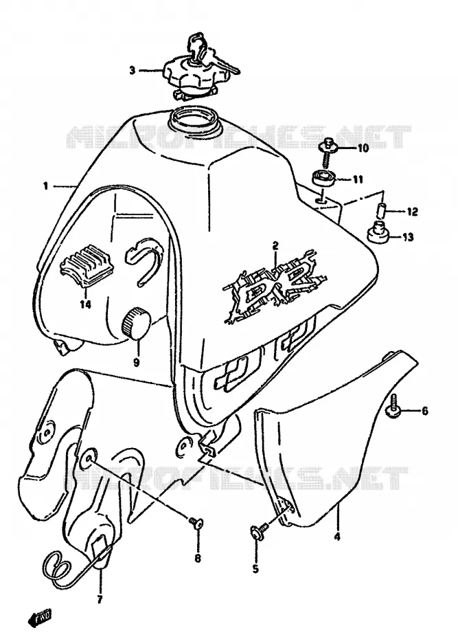 BENZINETANK (MODELE R) Suzuki MOTO 350 DR 1990  DR350SL(L/M/N/P/R)