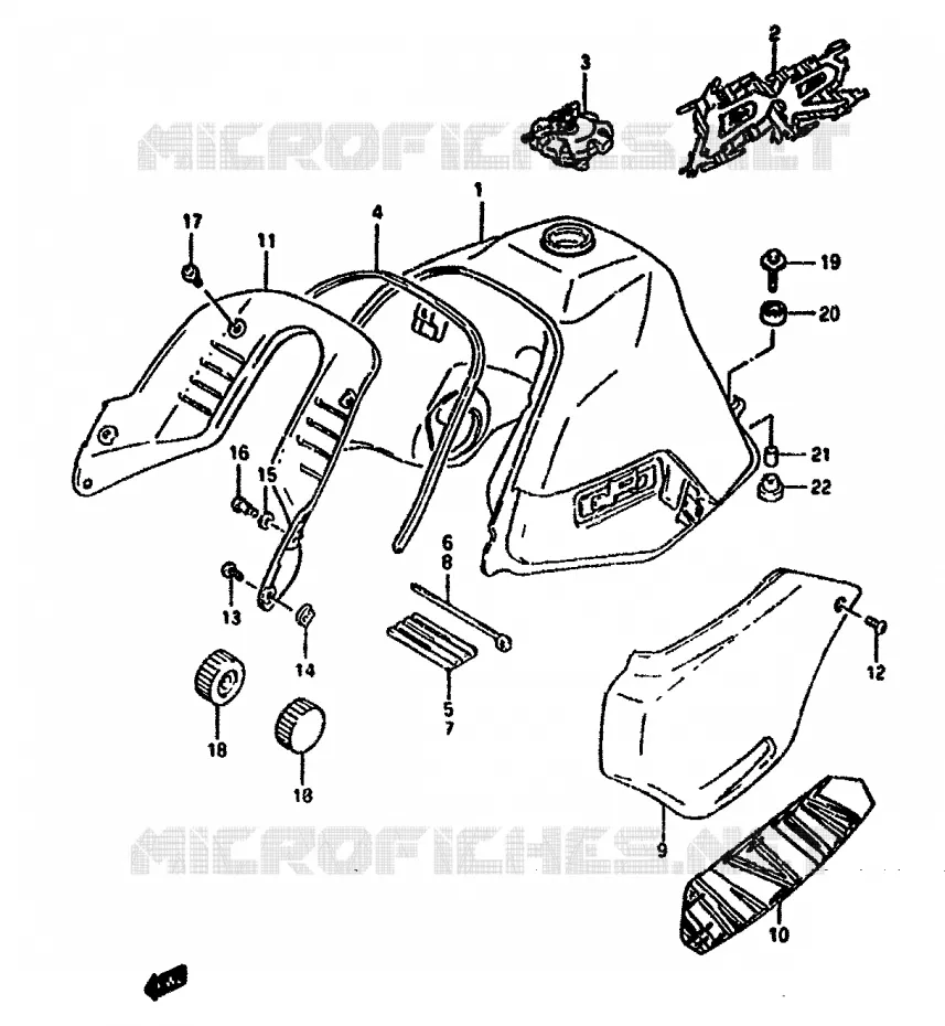 BENZINETANK (MODELE R) Suzuki MOTO 650 DR 1993  DR650RP(N/P/R)