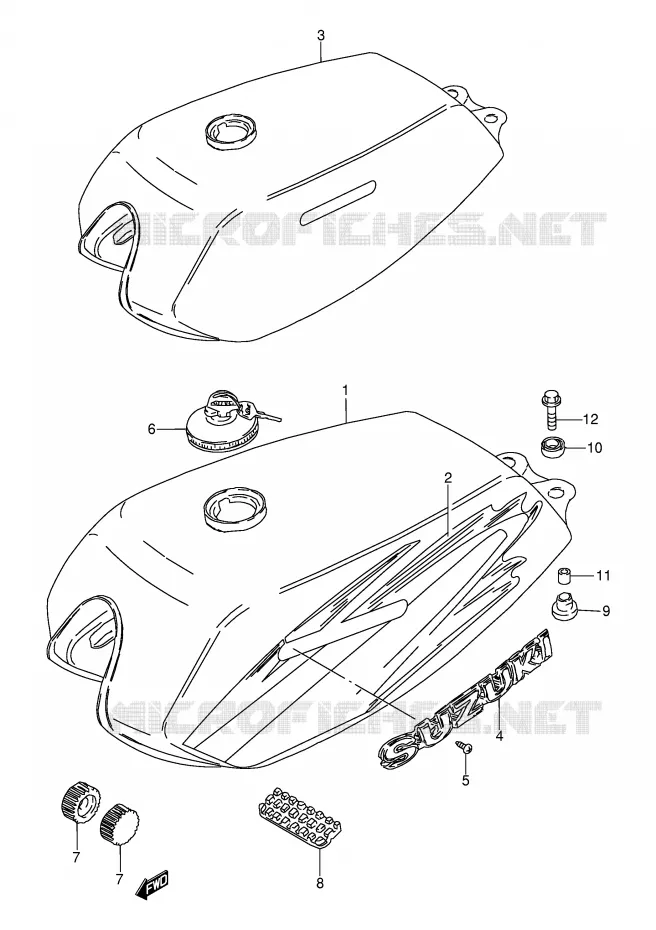 BENZINETANK (MODELE X/Y) Suzuki MOTO 115 AP 1998  AX115SW(E71)