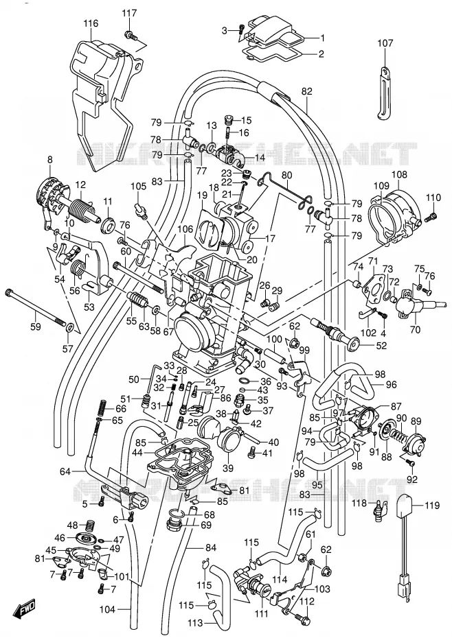 CARBURATOR (DR-Z400K3/EK3/K4/EK4) Suzuki MOTO 400 DR-Z 2001  DR-Z400K1(E1)