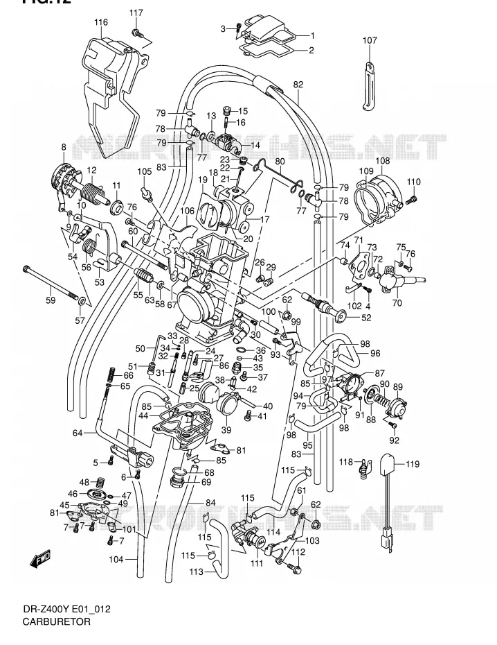 CARBURATOR (DR-Z400Y/EY/K1/EK1/K2/EK2) Suzuki MOTO 400 DR-Z 2003  DR-Z400K3(E1)