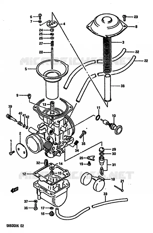 CARBURATOR (MODELE H/J/K E18) Suzuki MOTO 600 DR 1987  DR600RUH(E2)
