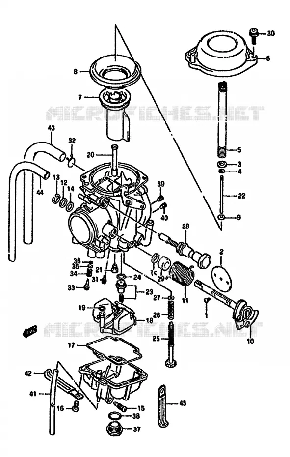 CARBURATOR (MODELE N/P/R,EXCEPT E24) Suzuki MOTO 350 DR 1990  DR350SL(L/M/N/P/R)
