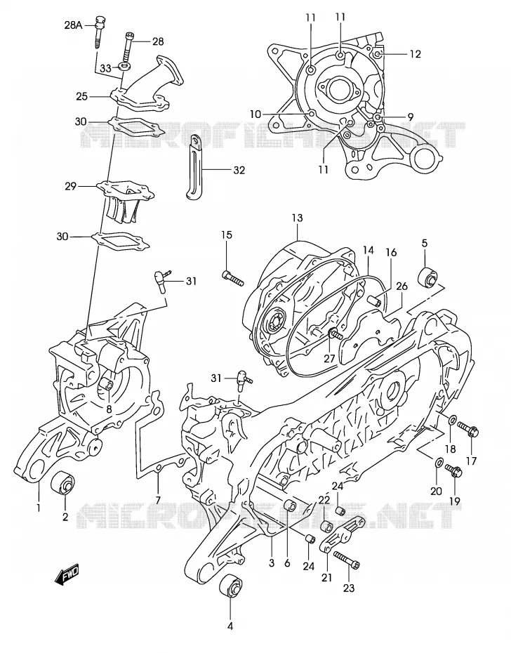 CASING (MODELE AY50 K1 ) Suzuki SCOOTER 50 KATANA 2004  AY50WSK4(P19)