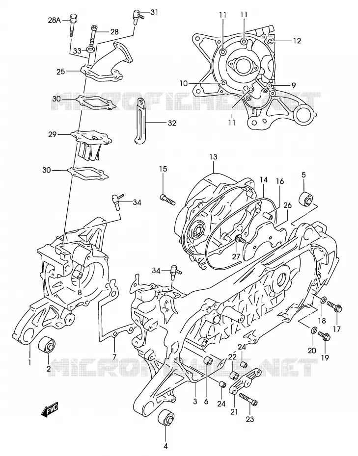 CASING (MODELE AY50 K3/K4) Suzuki SCOOTER 50 KATANA 2004  AY50WSK4(P19)