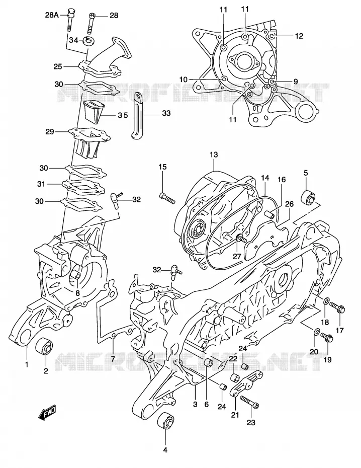 CASING (MODELE AY50WR K1) Suzuki SCOOTER 50 KATANA 2003  AY50SK3(P19)