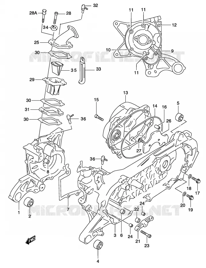CASING (MODELE AY50WR K2, VOIR NOTE) Suzuki SCOOTER 50 KATANA 2003  AY50K3(P19)