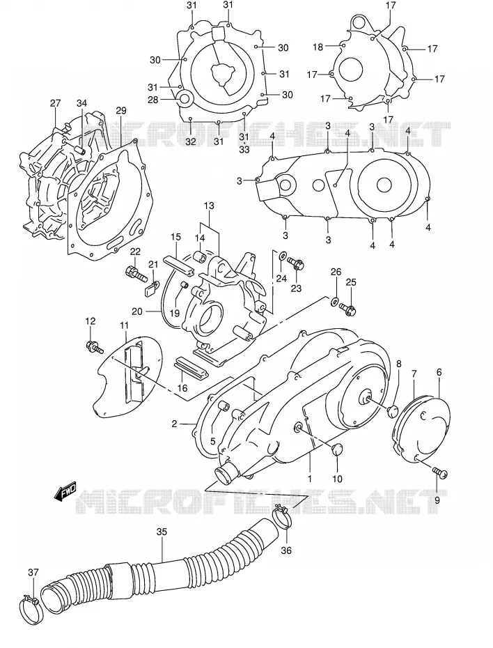 CASING (MODELE T/V/W/X/Y) Suzuki SCOOTER 125 BURGMAN 2000  AN125UY(E2)