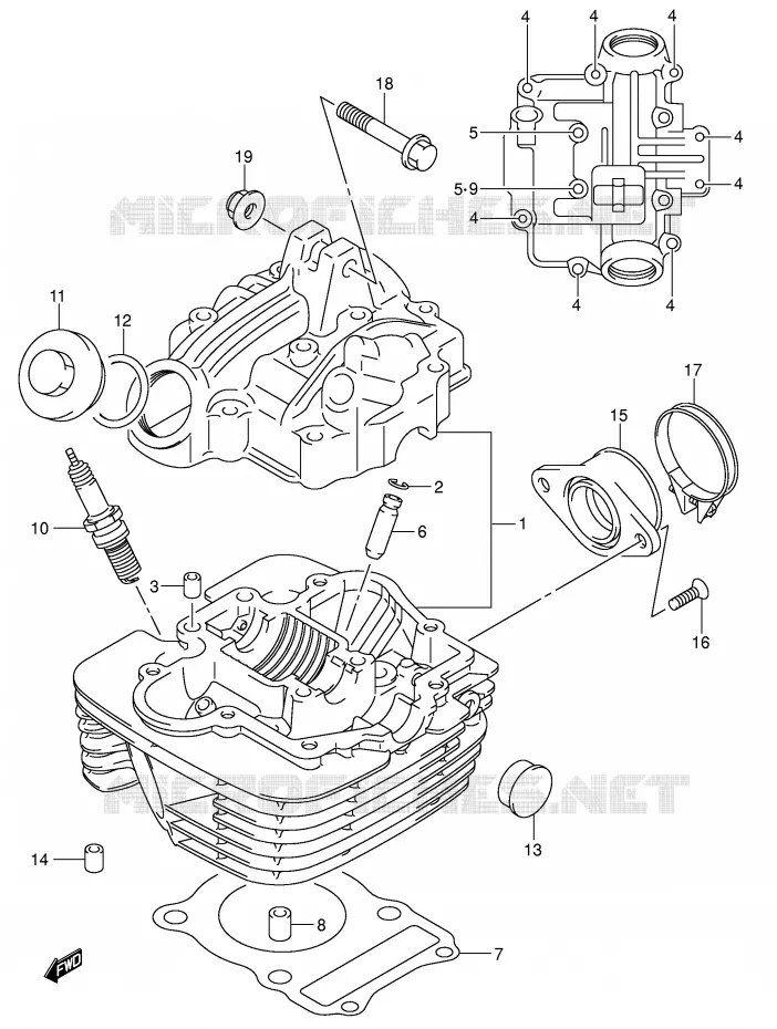 CILINDERKOP Suzuki MOTO 125 DR-Z 2003  DR-Z125LK3(E3/E28)